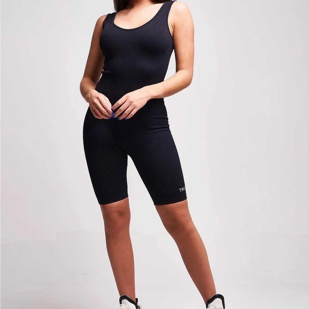Twill Active Celara Recycled Rib Plunge Neck Playsuit Romper Women's Medium